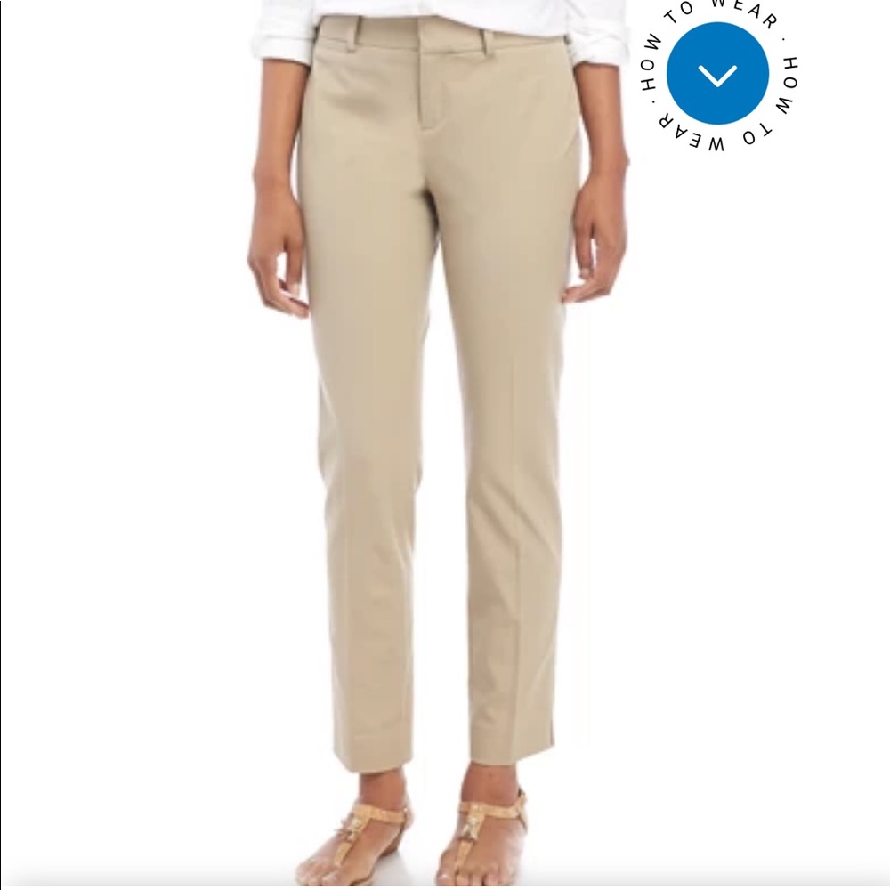 CROWN&IVY Cary 8P Tan Stretch Front Fly Pants